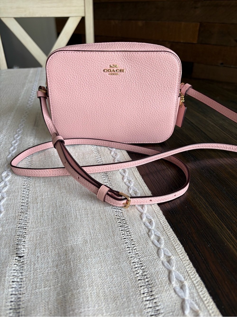 Coach Mini Camera Bag Pink Pebbled Leather Crossbody Bag
